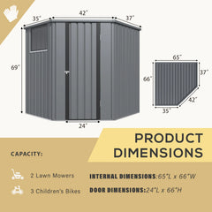 AECOJOY Corner 6x6 Storage Sheds & Outdoor Storage with Openable Windows & Lockable Doors, Utility and Tool Storage