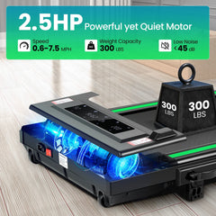2 in 1 Walking Pad Treadmill with Incline, 2.5HP Under Desk Treadmill with Handle Remote Control & LED Touch Screen for Home Office Workout, 300 lb Weight Capacity Black & Green