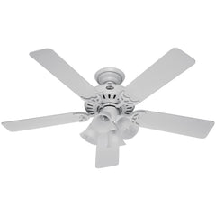 Hunter Studio Series 52" Ceiling Fan with 4-Light Kit - White - White/Bleached Oak Blades