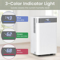 32 Pints 2000 Sq.ft Basement Dehumidifier with Drain Hose, 24H Timer & 3 - Color Indicator, Quiet Portable Dehumidifier for Home, Bedroom, Bathroom