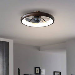 CIKASS Ceiling Fan with Lights Dimmable LED Reversible Blades Timing with Remote Control, 5 Invisible Blades Semi Flush Mount Low Profile Fan