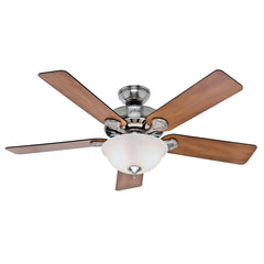 Hunter Pro's Best Five Minute 52" Ceiling Fan with Light - Brushed Nickel - Chestnut/Blackened Rosewood Blades