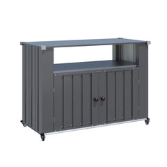 AECOJOY Outdoor Grill Table with Storage Cabinet Weatherproof, Outdoor Kitchen Island, Grill Cabinet Cart with Storage