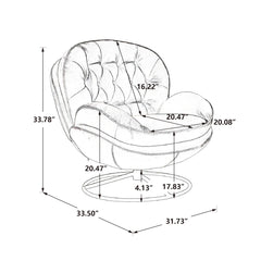 Velvet Swivel Accent Chair with Ottoman, Modern Chaise Lounge Chair with Metal Frame and Footstool, Comfy Armchair Reading Chair