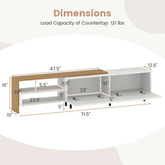 Tangkula Modern TV Stand for 80 Inches TVs with Storage Shelves and Cabinets