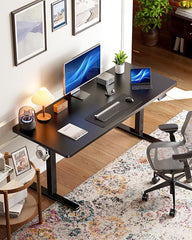 UANUO 48 x 24 in Electric Standing Desk, Height Adjustable Table with Headphone Hooks & Cable Manager, Sit to Stand up Desk for Home Office, Vintage Brown