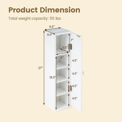 Tangkula Slim Bathroom Storage Cabinet with Door