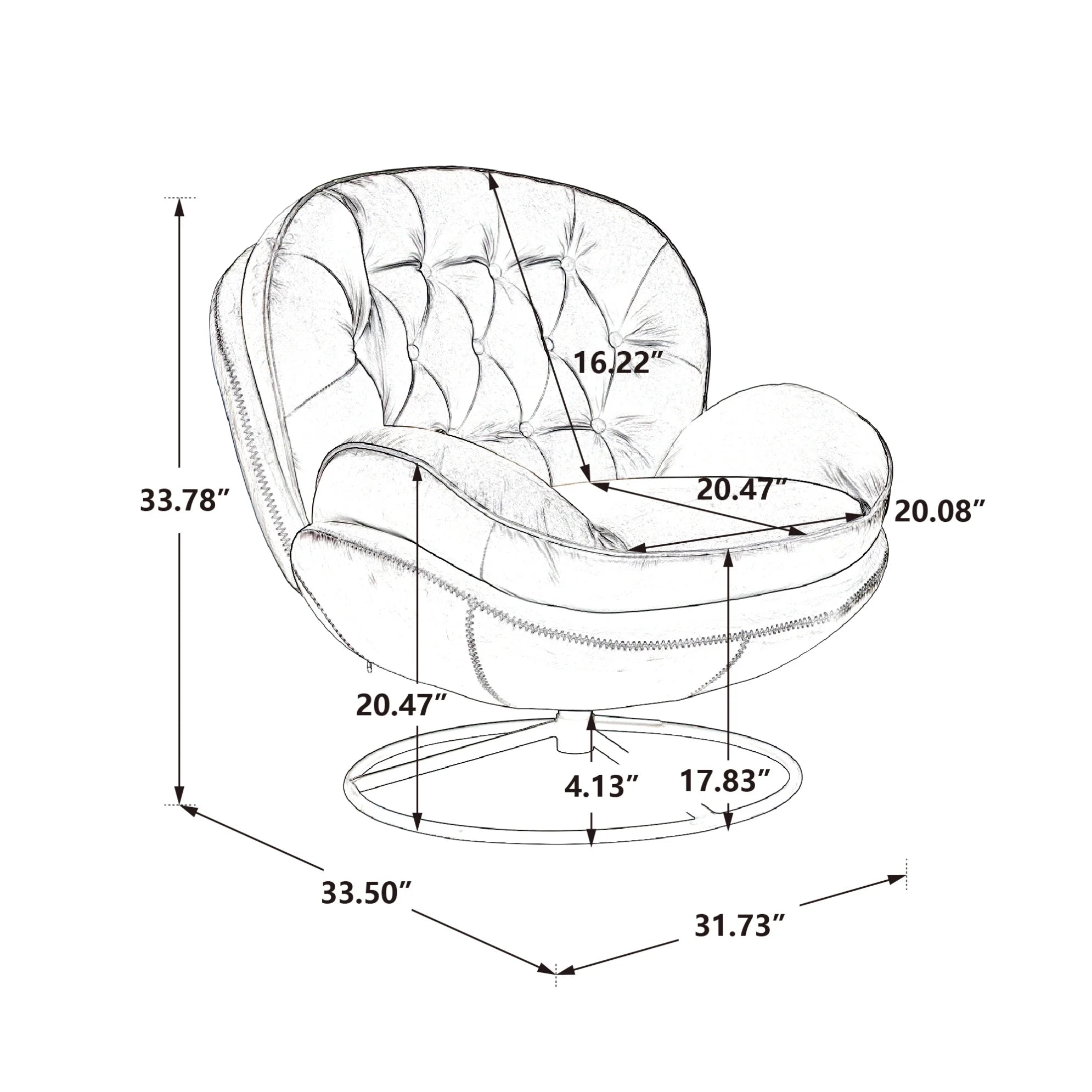Velvet Swivel Accent Chair with Ottoman, Modern Chaise Lounge Chair with Metal Frame and Footstool, Comfy Armchair Reading Chair