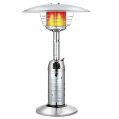 11,000 BTU Tabletop Propane Patio Heater, Portable Stainless Steel Outdoor Heater with Adjustable Flame & Tip - Over Protection