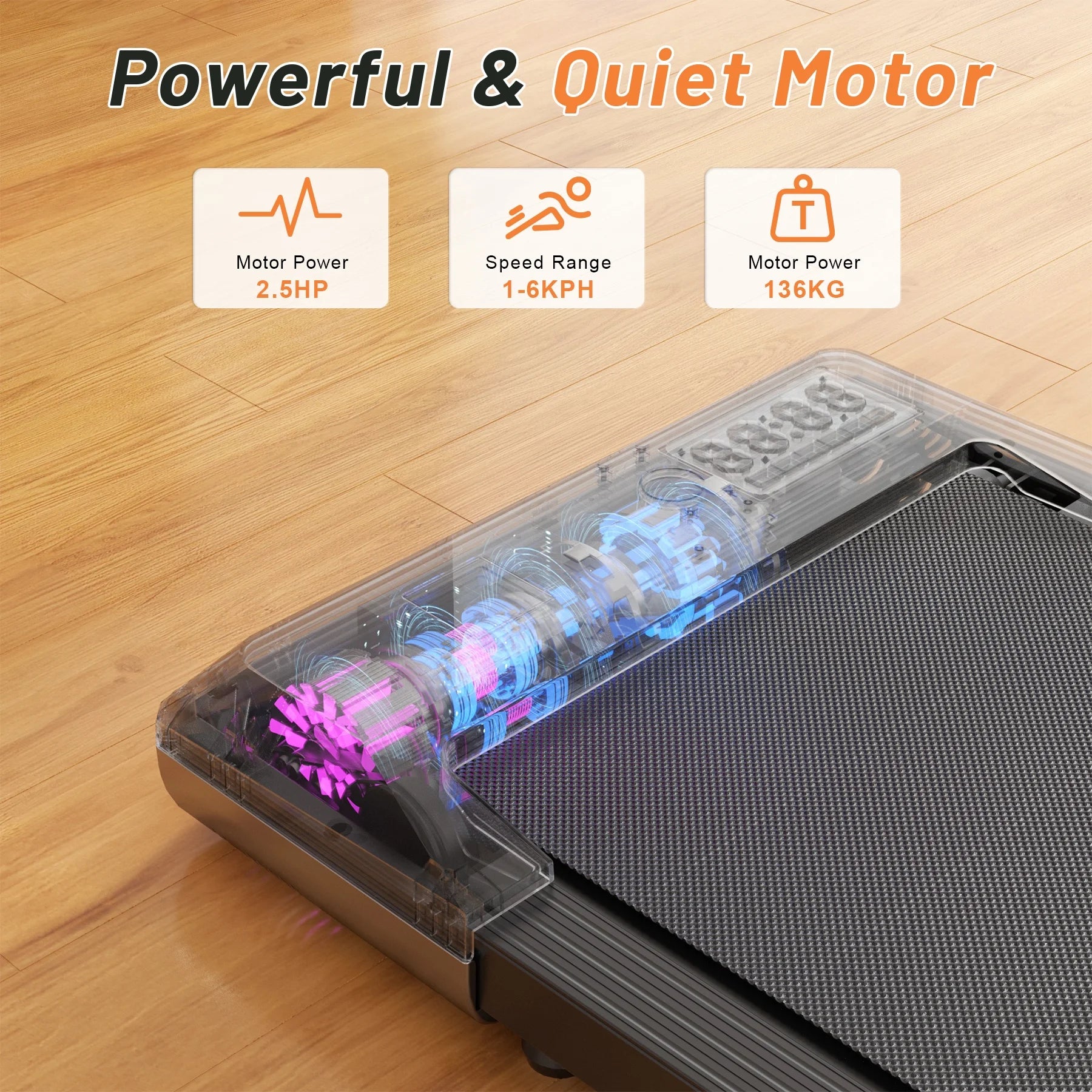 Walking Pad 2 in 1 Under Desk Treadmill, 2.5HP Low Noise Walking Pad Running Jogging Machine with Remote Control for Home Office, Lightweight Portable Desk Treadmill Installation Free