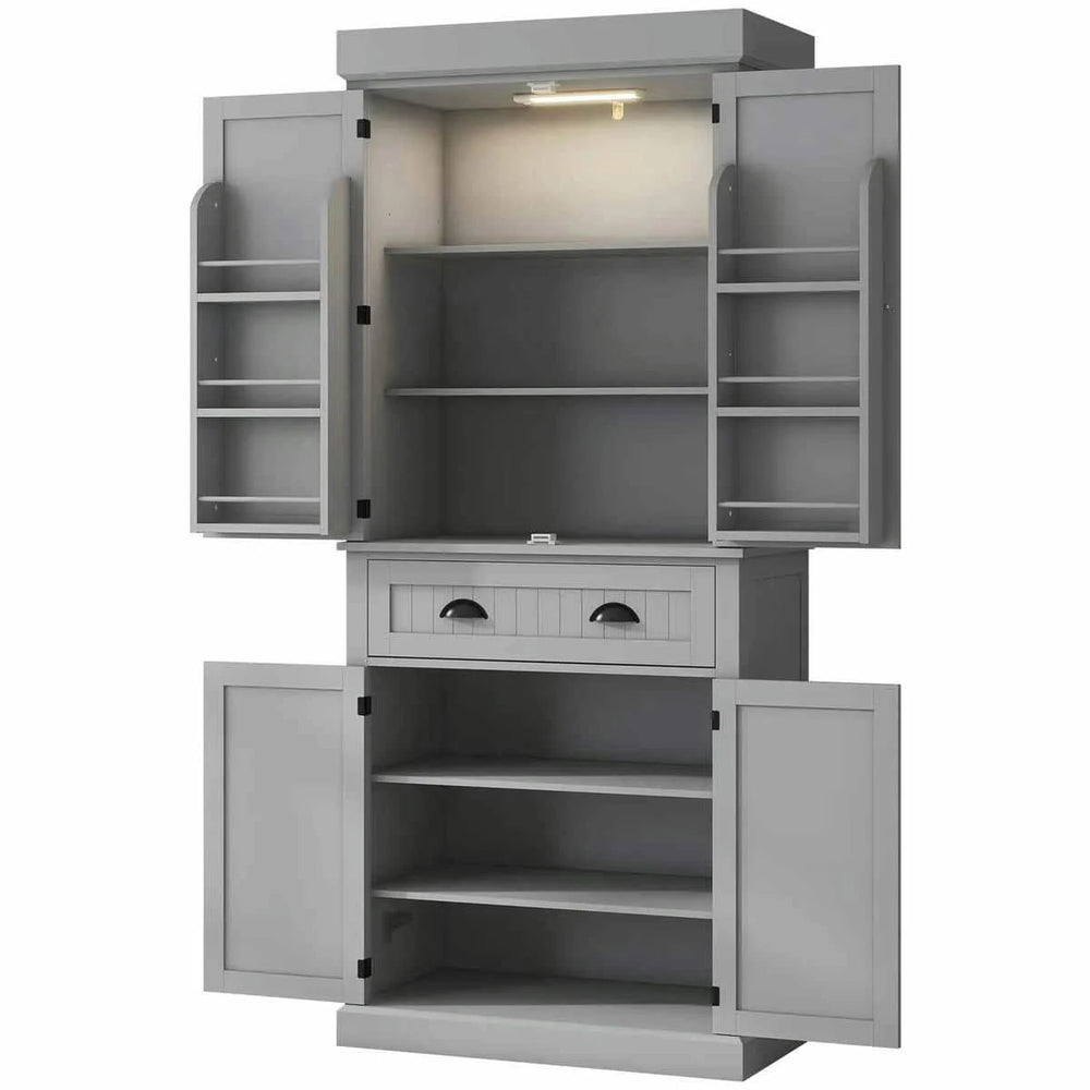 Spaco 17-Tier Kitchen Small Pantry Cabinet with 2 Doors and 6 Adjustable Shelves, Cabinet Pantry, Freestanding 5-Tier Shelving Pantries