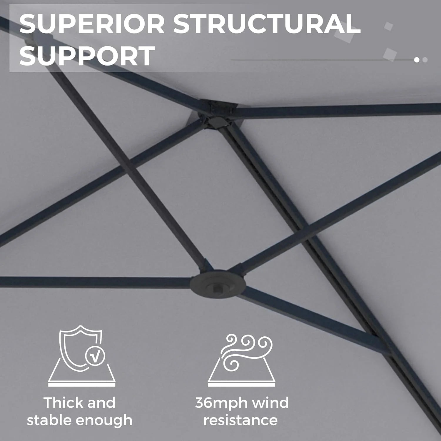 AECOJOY 10ft Cantilever Patio Umbrella, Large Rectangle Umbrella 180° Rotation Offset, Grey