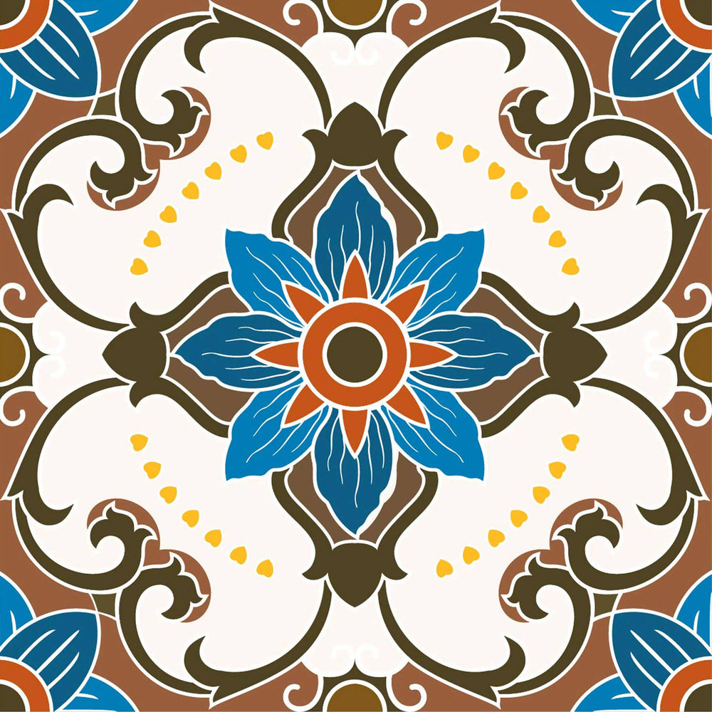 Poromoro Spanish Portuguese Azulejo Style Peel and Stick Backsplash Tile Stickers Set of 16 Pcs (5.9, 54)
