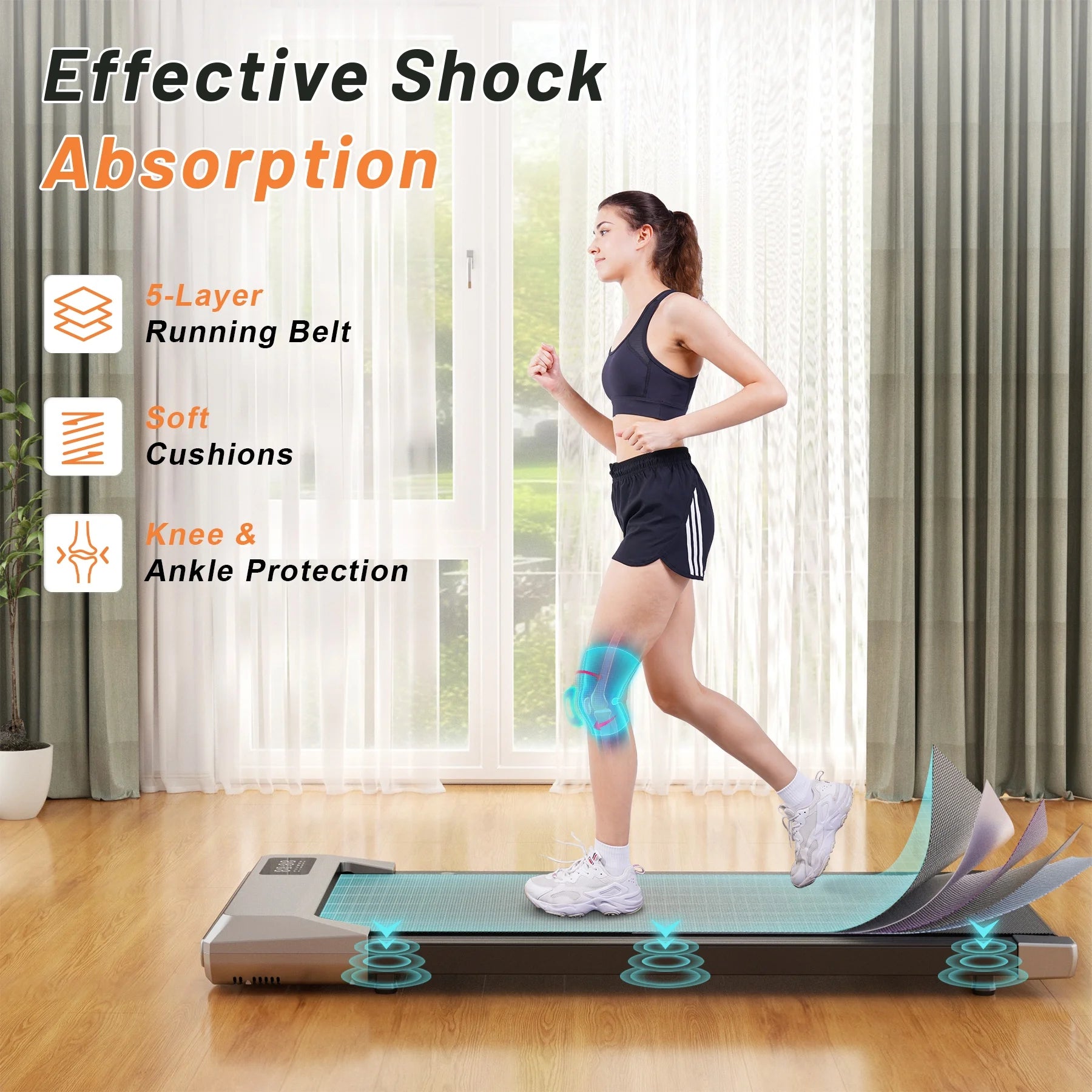 Walking Pad 2 in 1 Under Desk Treadmill, 2.5HP Low Noise Walking Pad Running Jogging Machine with Remote Control for Home Office, Lightweight Portable Desk Treadmill Installation Free