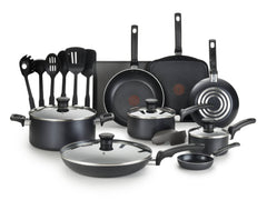 T - Fal Essentials 20 Pc. Nonstick Cookware Set, Black