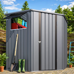 AECOJOY Corner 6x6 Storage Sheds & Outdoor Storage with Openable Windows & Lockable Doors, Utility and Tool Storage
