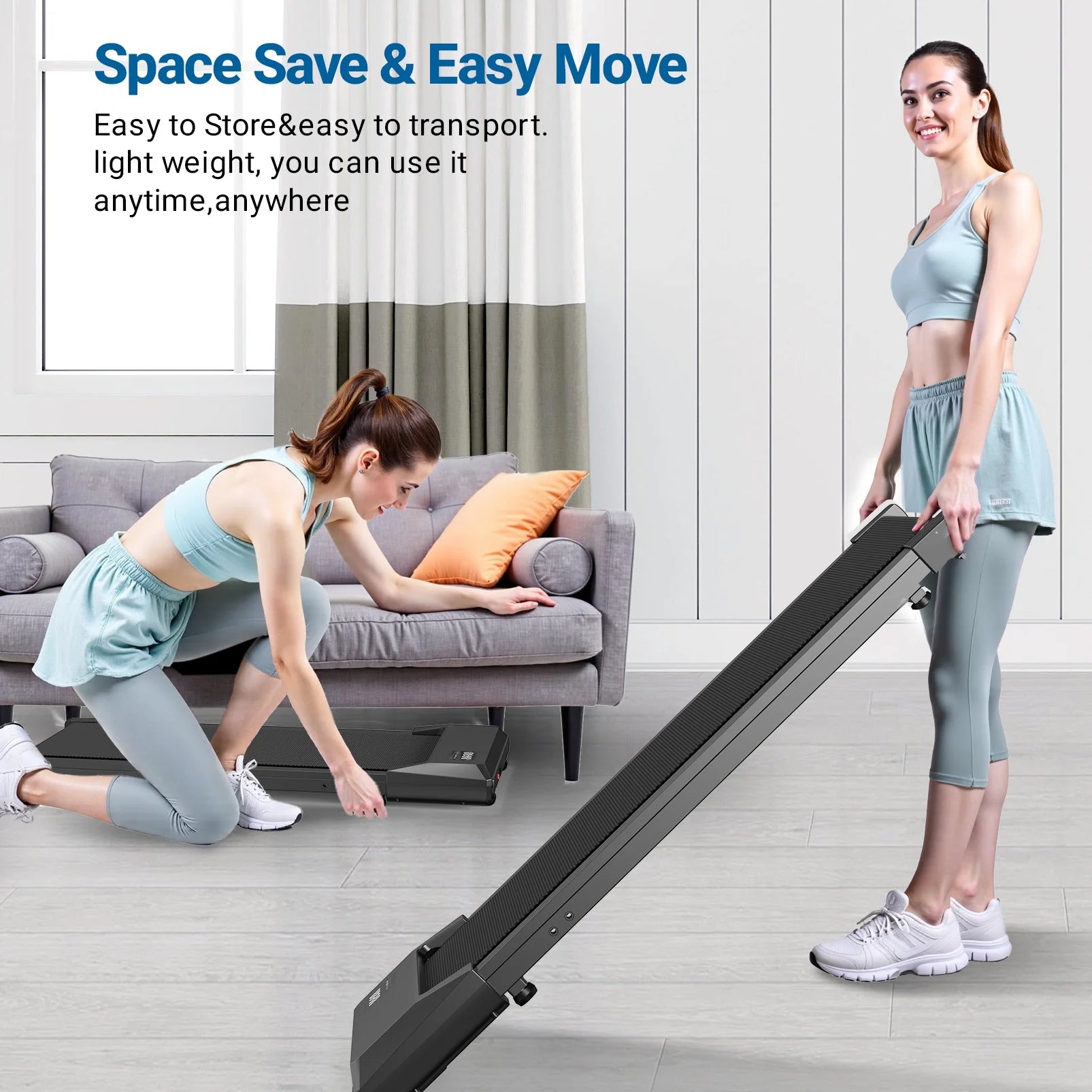 Walking Pad 2 in 1 Under Desk Treadmill, 2.5HP Low Noise Walking Pad Running Jogging Machine with Remote Control for Home Office, Lightweight Portable Desk Treadmill Installation Free