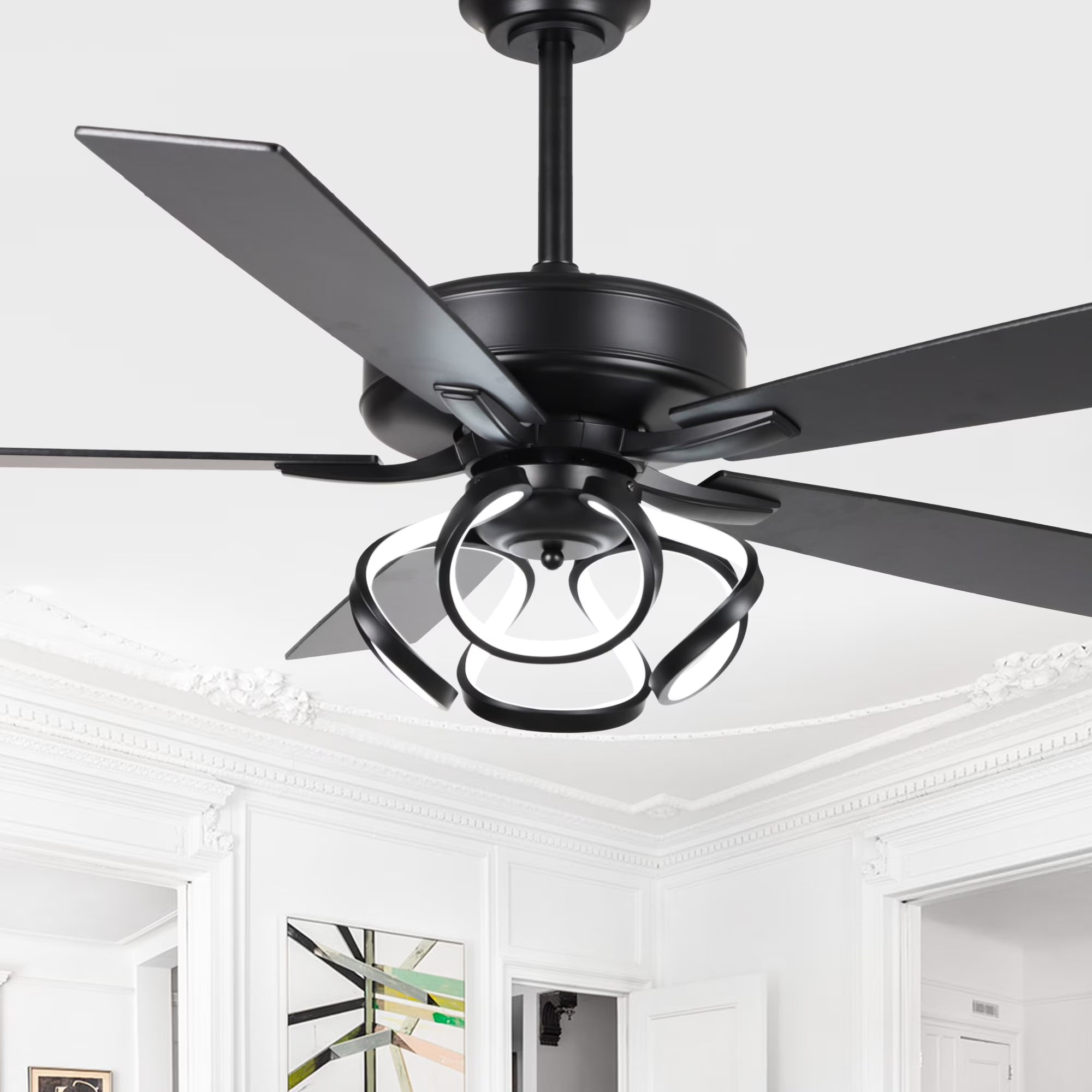 Parrot Uncle 52 - Inch Contemporary Chrome Ceiling Fan with Integrated LED Lights and Remote Control