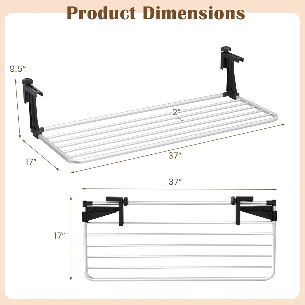 Tangkula Portable Clothes Drying Rack | Extendable Radiator Clothes Airer with Robust Aluminum Frame for Balcony Railings Windowsill
