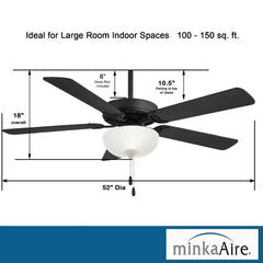 Minka Aire Fans - Contractor II Uni - Pack - 5 Blade Ceiling Fan with Light Kit - 18
