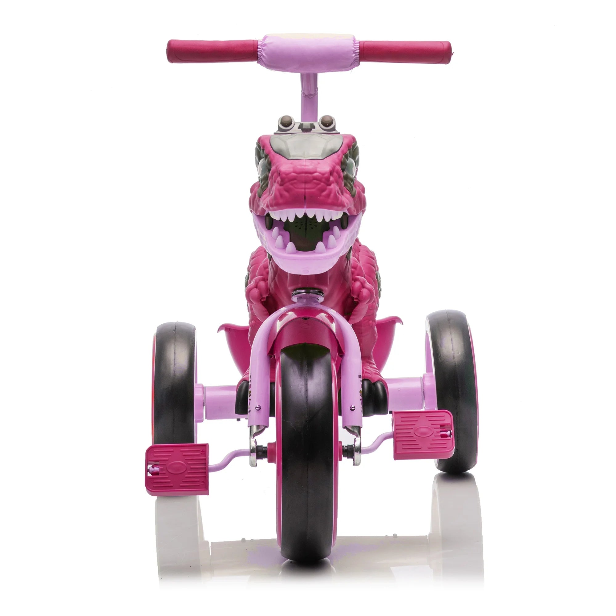 Xuanlur Kids Ride on Dinosaur Tricycle, Toddlers Kid Trike with Wide Flash Wheels, Anti - Slip Pedals, Rear Basket, Music & LED Lights, Toddler Bike