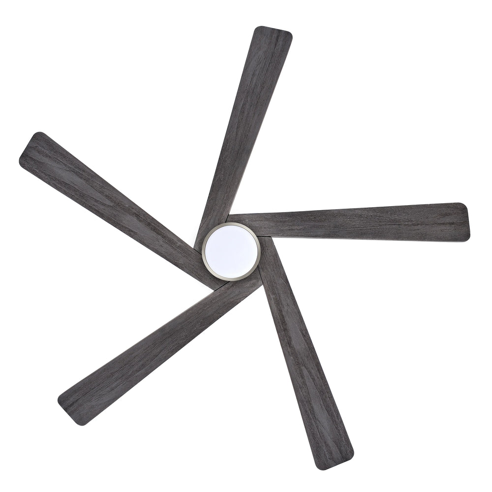 WINGBO 54 DC Ceiling Fan with Lights and Remote Control, 5 Reversible Carved Wood Blades Brass/Black