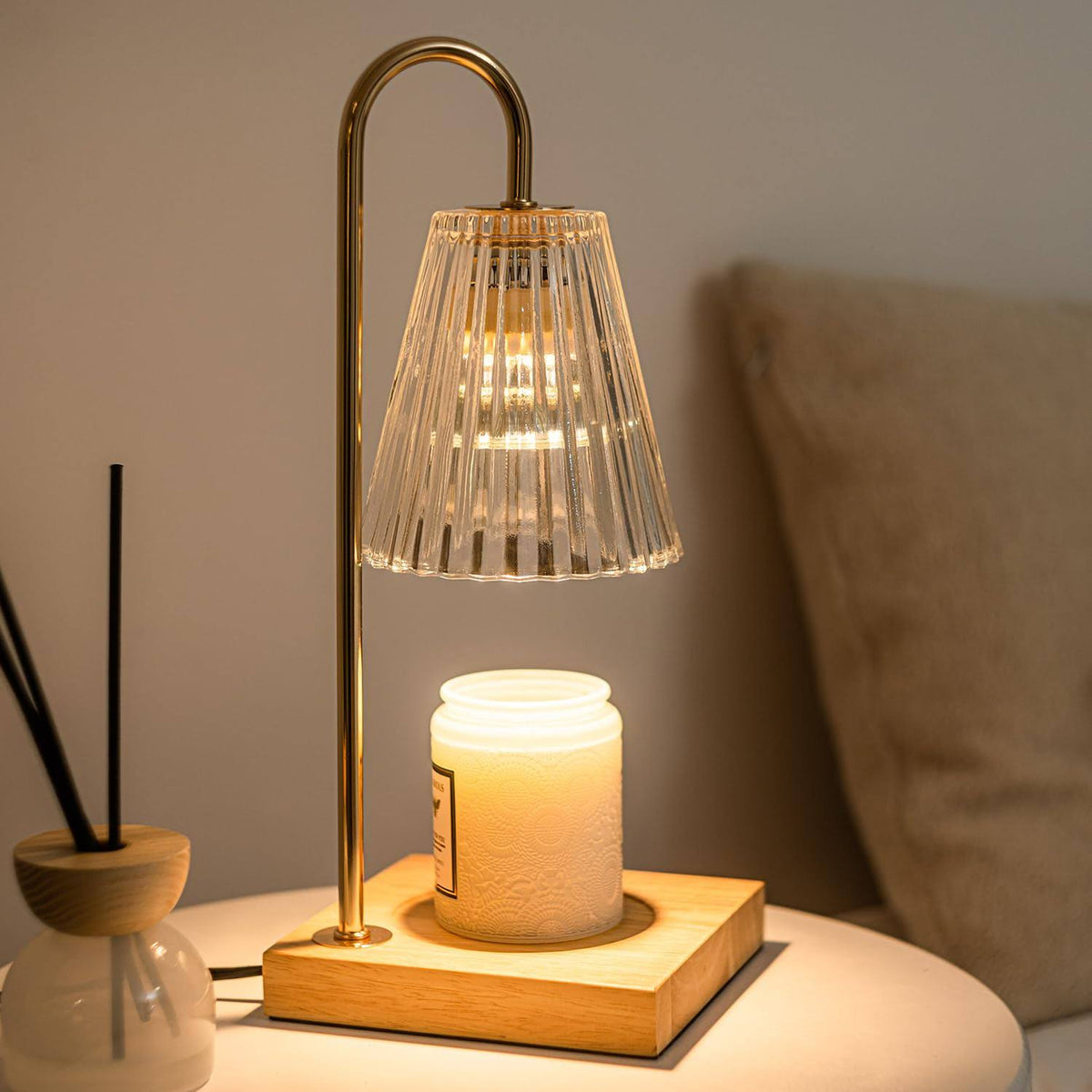 Marycele Candle Warmer Lamp, Electric Candle Lamp Warmer, Gifts for Mom, Bedroom Home Decor Dimmable Wax Melt Warmer for Scented Wax with 2 Bulbs, Jar