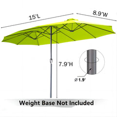 AECOJOY 15x9ft Double-Sided Patio Umbrella, Green