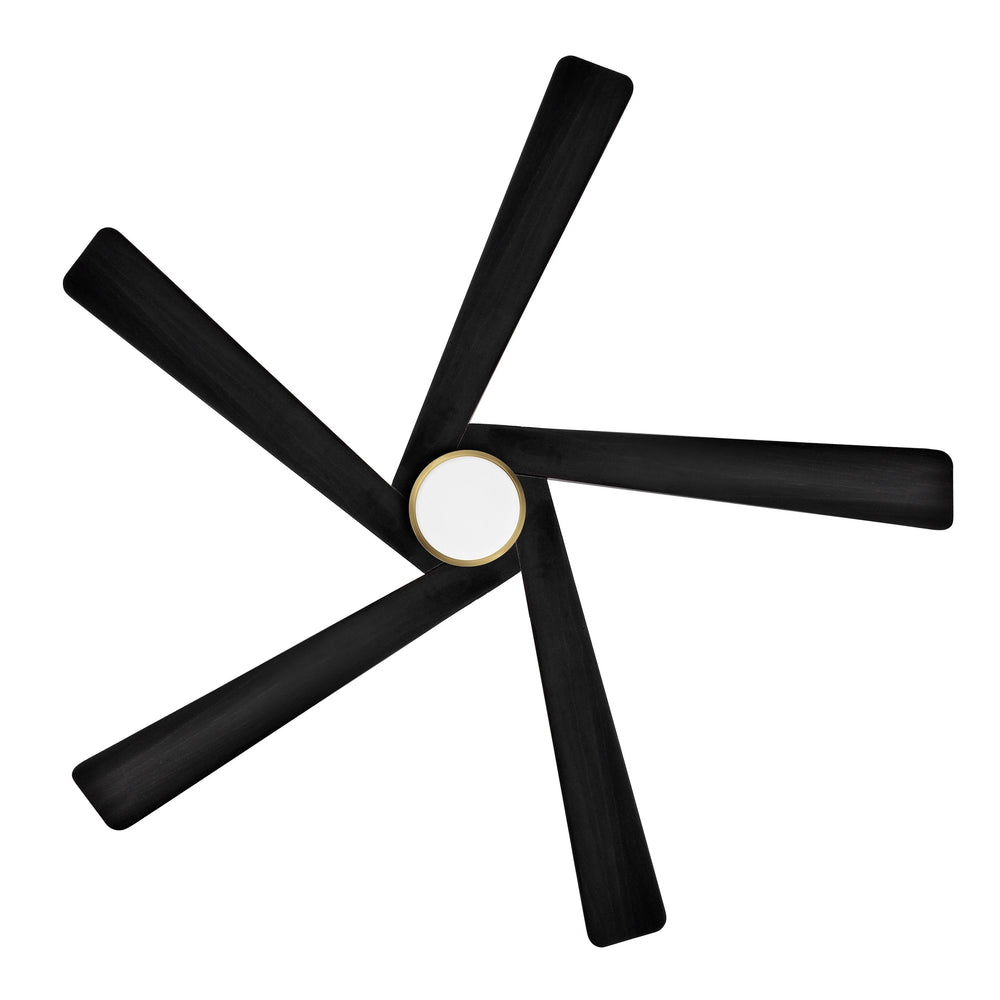 WINGBO 54 DC Ceiling Fan with Lights and Remote Control, 5 Reversible Carved Wood Blades Brass/Black