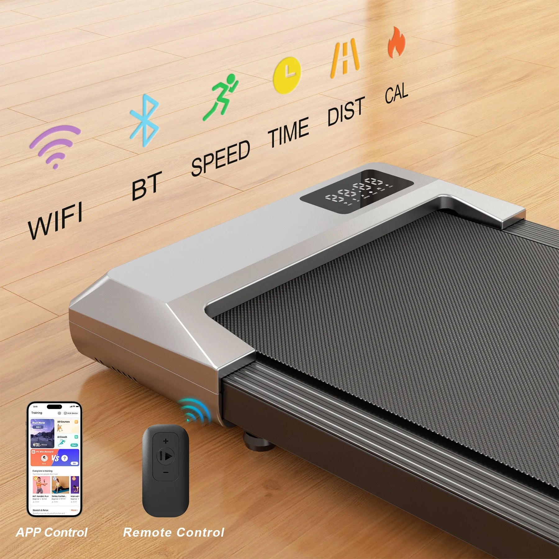 Walking Pad 2 in 1 Under Desk Treadmill, 2.5HP Low Noise Walking Pad Running Jogging Machine with Remote Control for Home Office, Lightweight Portable Desk Treadmill Installation Free
