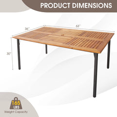 Tangkula 5 Pieces Outdoor Dining Set with Acacia Wood Table & 4 Wicker Rattan Armrest Chairs