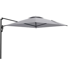 AECOJOY 10ft Cantilever Patio Umbrella, Large Rectangle Umbrella 180° Rotation Offset, Grey