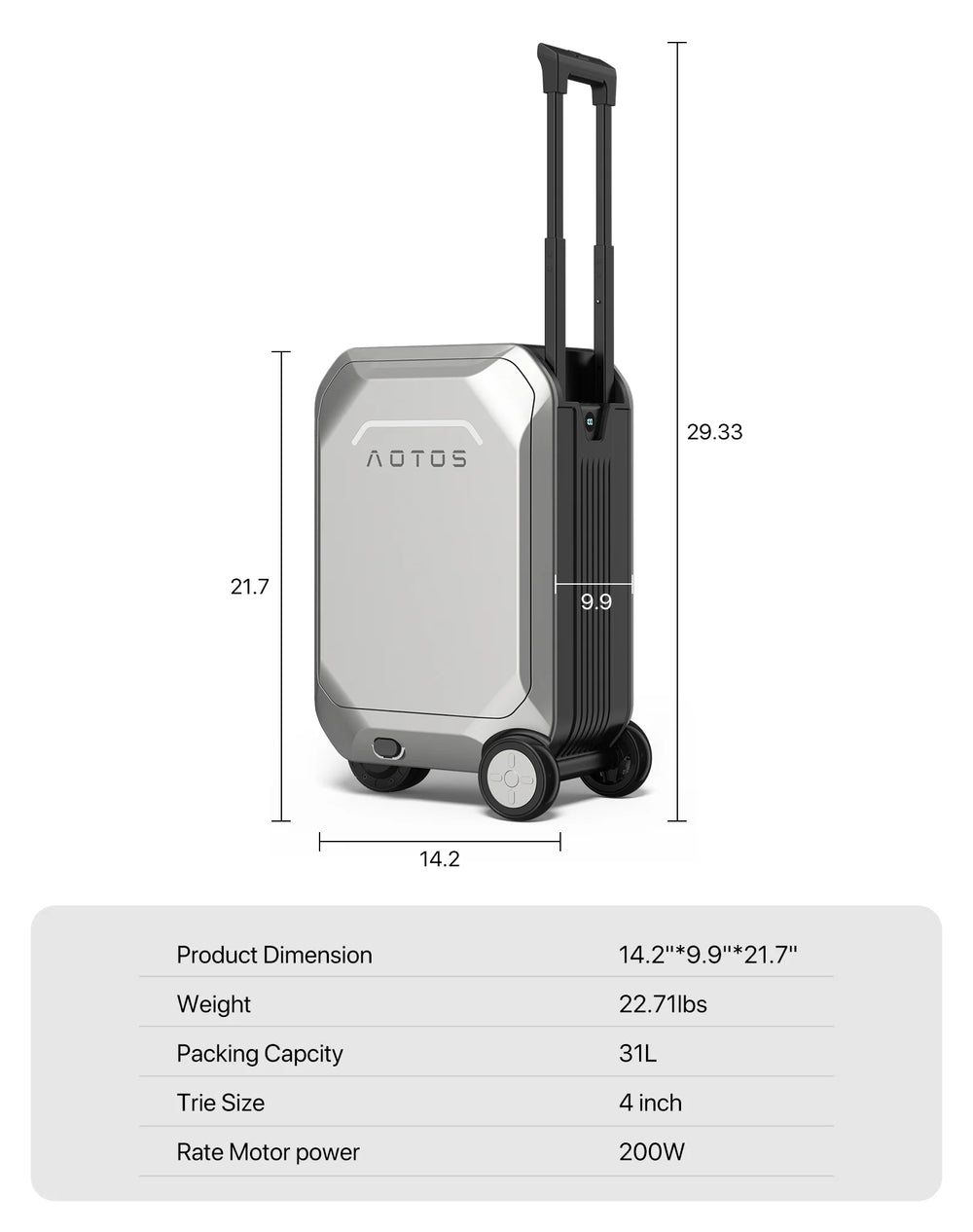 L2 - S Smart Rideable Luggage, Foldable Electric Scooter Suitcase, 6.2 Mph Max Speed, 6.2 - Mile Range, Lightweight Portable Design