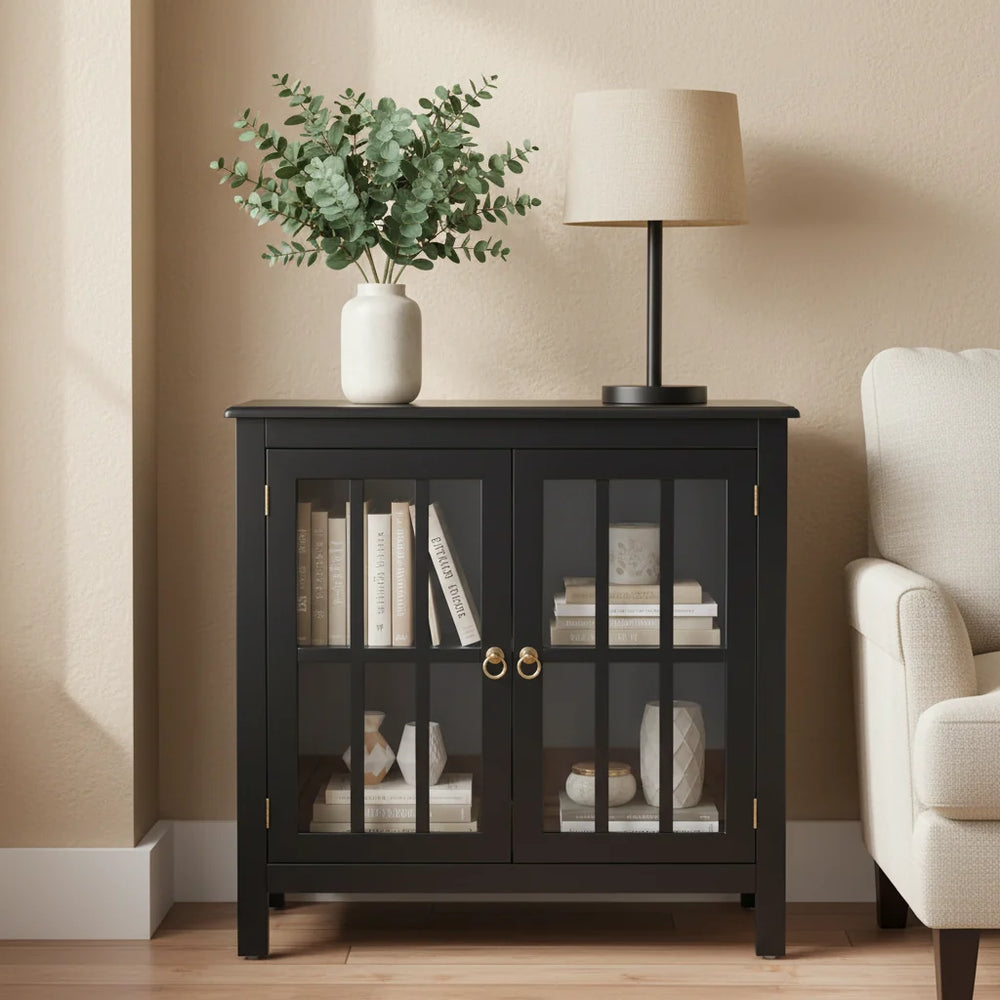 Portland 2 - Door Glass Cabinet by Simple Living