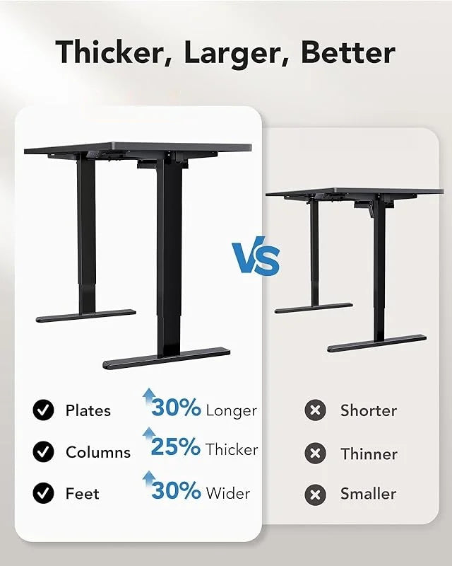 UANUO 48 x 24 in Electric Standing Desk, Height Adjustable Table with Headphone Hooks & Cable Manager, Sit to Stand up Desk for Home Office, Vintage Brown