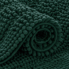 Subrtex Bathroom Rugs Chenille Bath Rug Striped Plush Bath Mat Soft Rugs for Bathroom Water Absorbent Shower Mat Quick Dry Machine Washable(Green,16"
