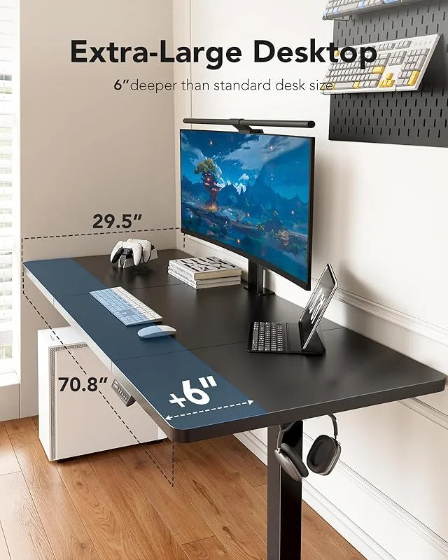 UANUO 48 x 24 in Electric Standing Desk, Height Adjustable Table with Headphone Hooks & Cable Manager, Sit to Stand up Desk for Home Office, Vintage Brown