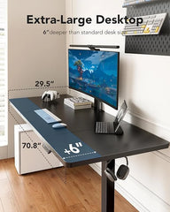 UANUO 48 x 24 in Electric Standing Desk, Height Adjustable Table with Headphone Hooks & Cable Manager, Sit to Stand up Desk for Home Office, Vintage Brown