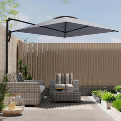 AECOJOY 10ft Cantilever Patio Umbrella, Large Rectangle Umbrella 180° Rotation Offset, Grey