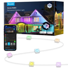 Govee Permanent Outdoor Lights, Smart RGBIC Outdoor Lights with 75 Scene Modes, 100ft with 72 LED Eaves Lights IP67 Waterproof for Christmas