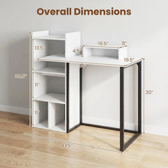 Tangkula 43.5" Study Desk with Ergonomic Monitor Stand & Storage Shelves