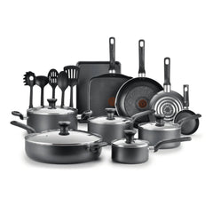 T - Fal Easy Care Nonstick Cookware, 20 Piece Set, Grey