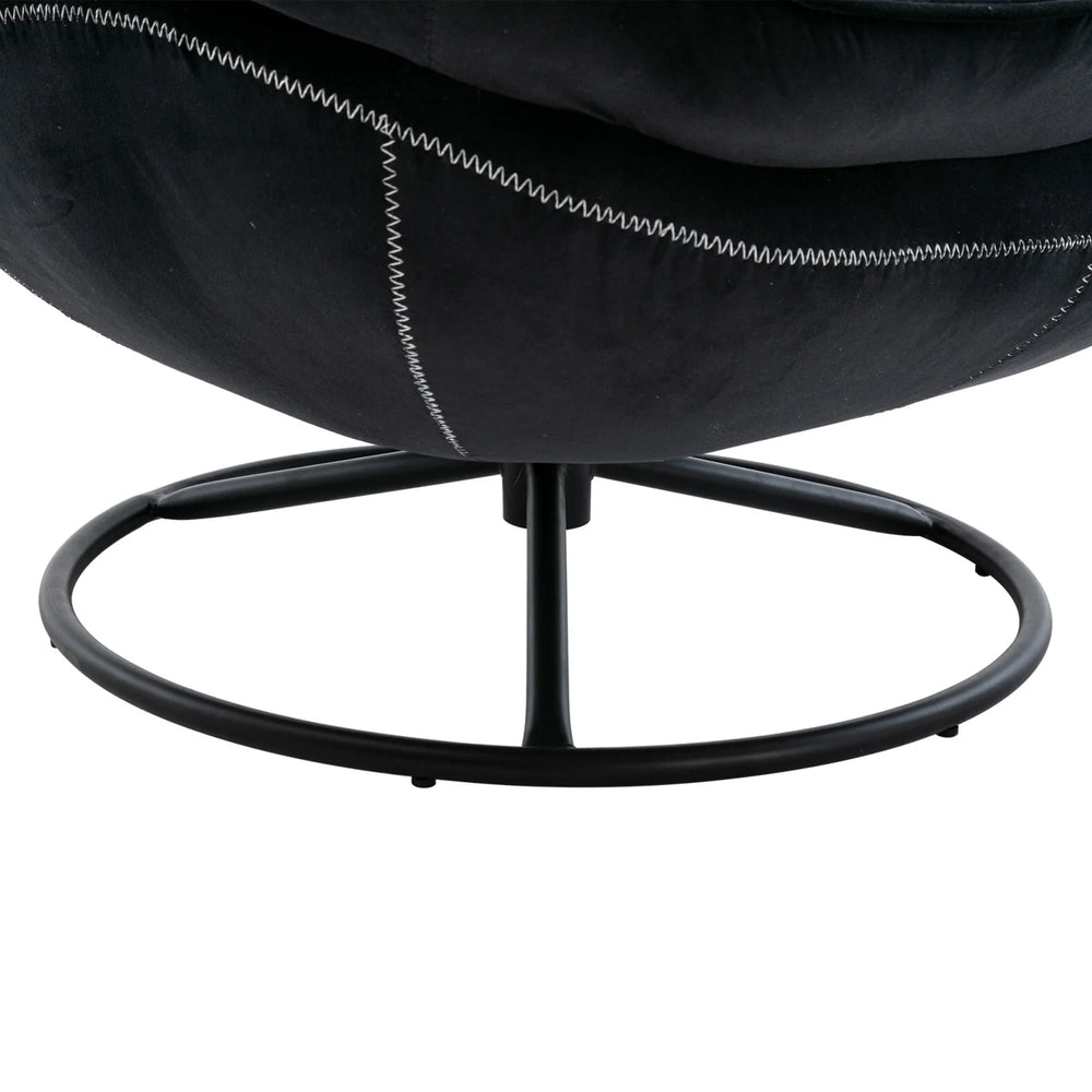 Velvet Swivel Accent Chair with Ottoman, Modern Chaise Lounge Chair with Metal Frame and Footstool, Comfy Armchair Reading Chair