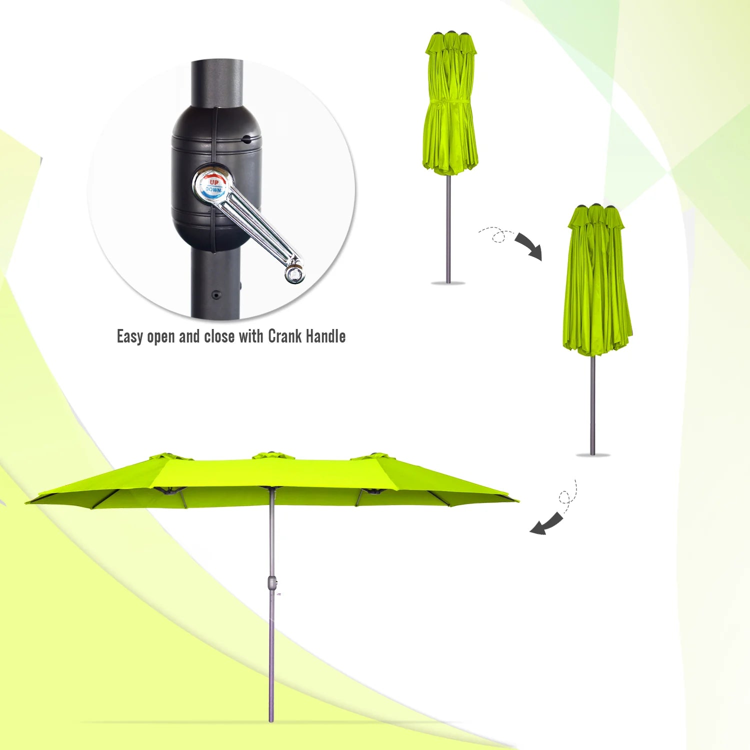 AECOJOY 15x9ft Double-Sided Patio Umbrella, Green
