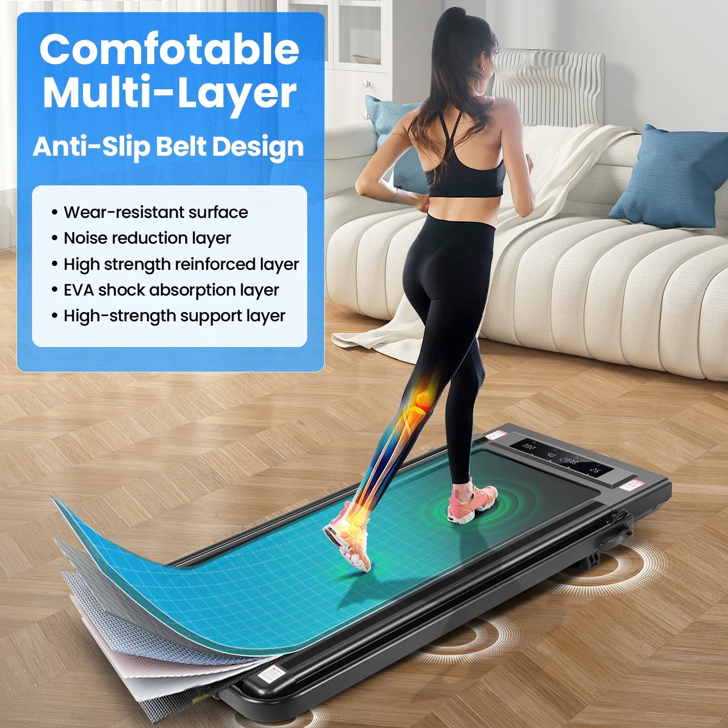 2 in 1 Walking Pad Treadmill with Incline, 2.5HP Under Desk Treadmill with Handle Remote Control & LED Touch Screen for Home Office Workout, 300 lb Weight Capacity Black & Green