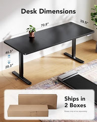 UANUO 48 x 24 in Electric Standing Desk, Height Adjustable Table with Headphone Hooks & Cable Manager, Sit to Stand up Desk for Home Office, Vintage Brown