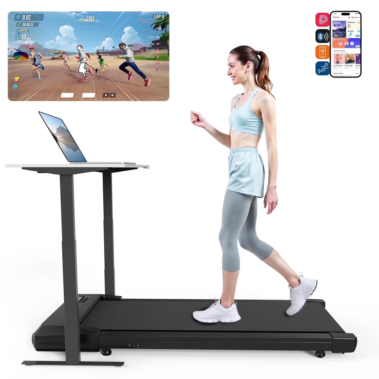 Walking Pad 2 in 1 Under Desk Treadmill, 2.5HP Low Noise Walking Pad Running Jogging Machine with Remote Control for Home Office, Lightweight Portable Desk Treadmill Installation Free