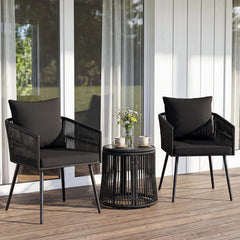 Tangkula 3 Pieces Patio Rattan Bistro Conversation Set