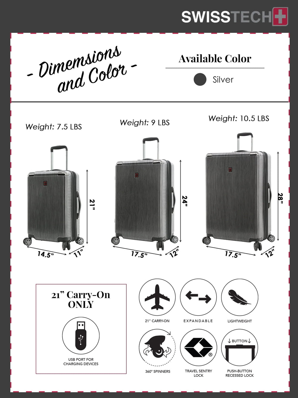 Swiss Tech Excursion 29" Hard Side Rolling Upright Luggage - Charcoal