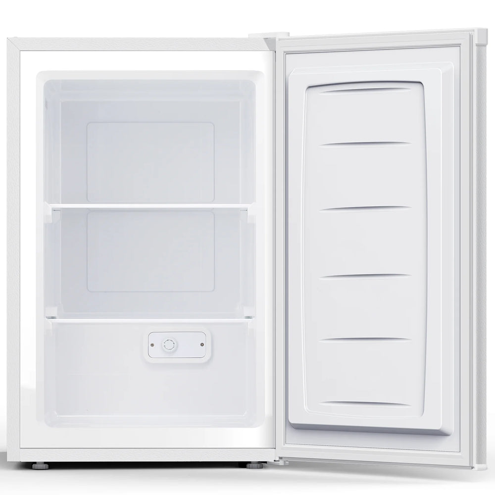 KNDKO 3.2cu.ft Upright Freezer, Compact Freezer with Removable Shelves, Adjustable Thermostat for Home/Kitchen/Office, SILVER